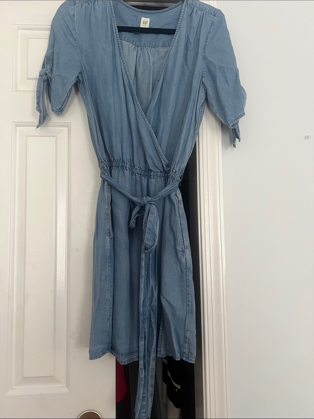GAP Light Blue Chambray Wrap Midi Dress